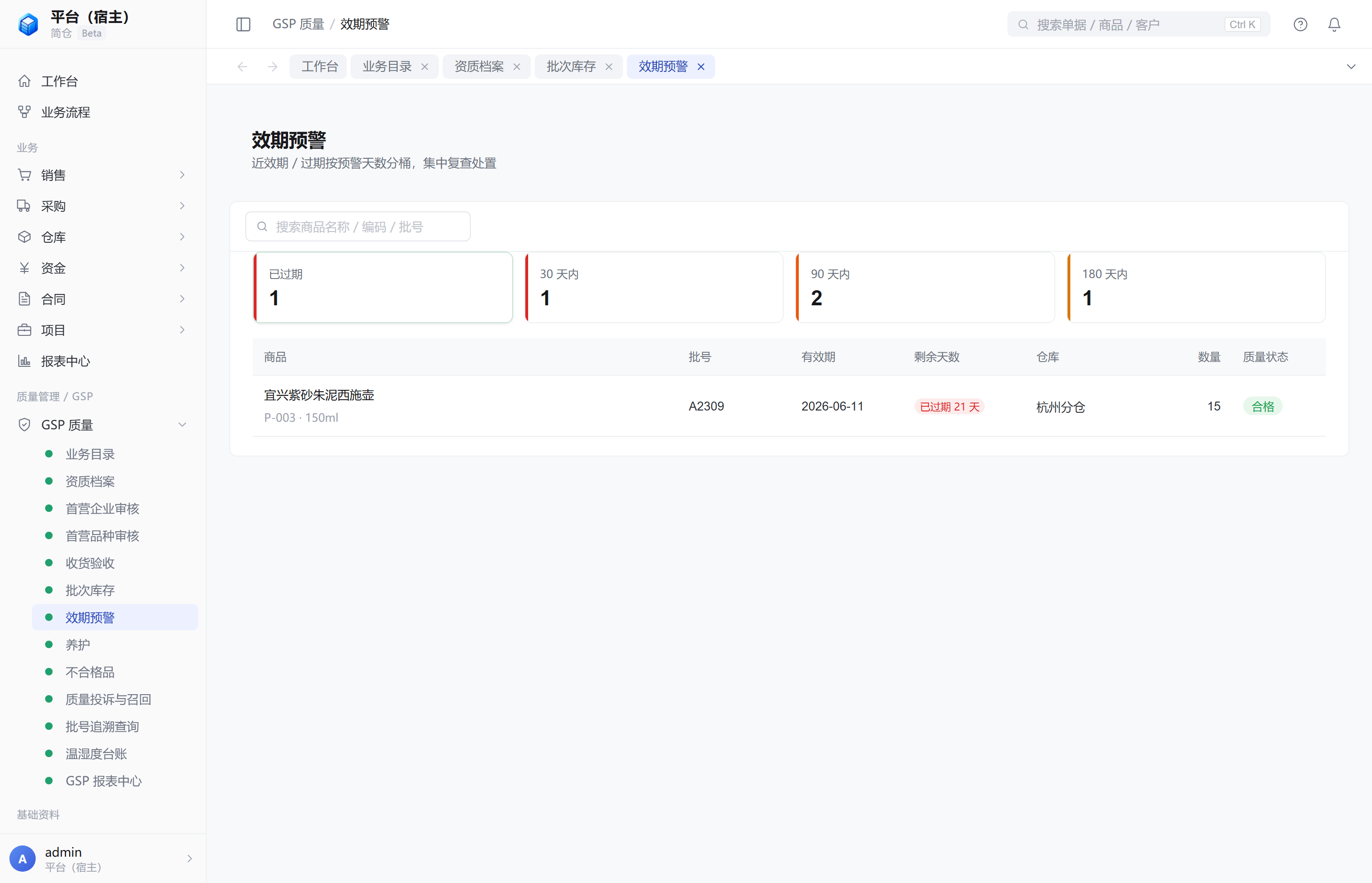 效期预警 - 已过期