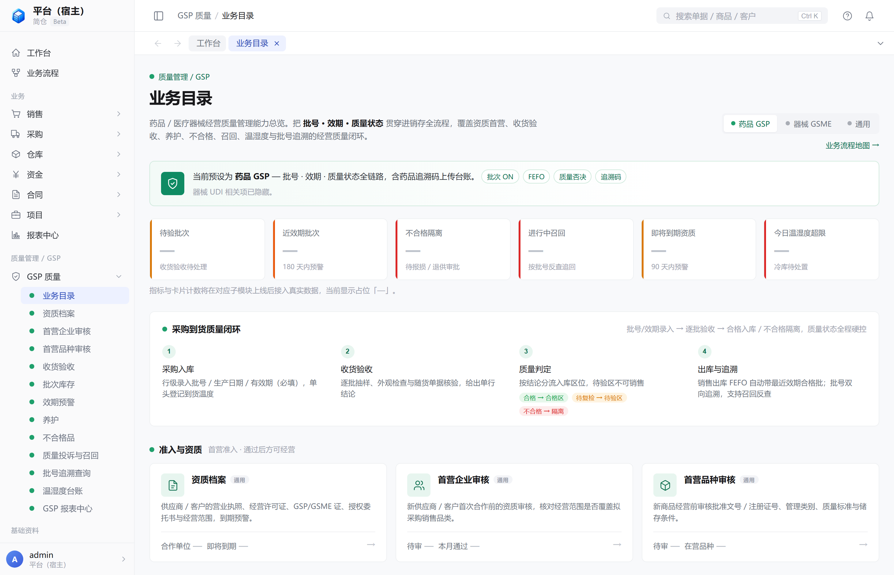 GSP 业务目录页